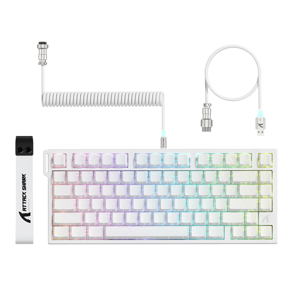 ATTACK SHARK R82HE Magnetic Switch Mechanical Wired Gaming Keyboard - White