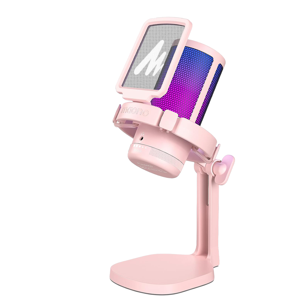MAONOCASTER DM20 Gamer Wave Condenser USB Gaming RGB Microphone - Pink