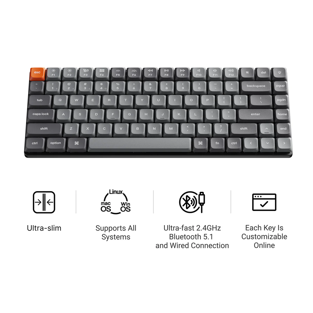 KEYCHRON K3 Max QMK/VIA 75% RGB LED Wireless Mechanical Keyboard - Black