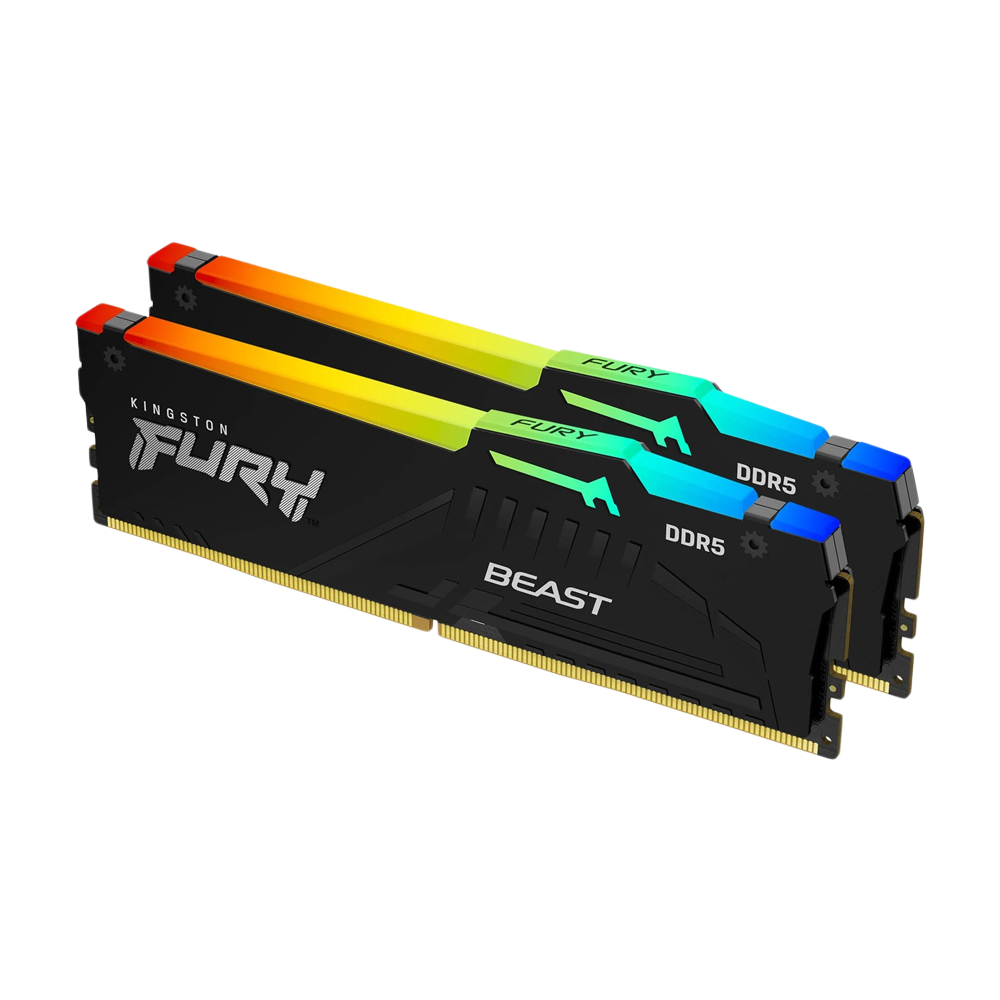 Kingston Fury Beast RGB 64GB (2x32GB) DDR5 5200MT/s CL40 Desktop Memory Kit - Black