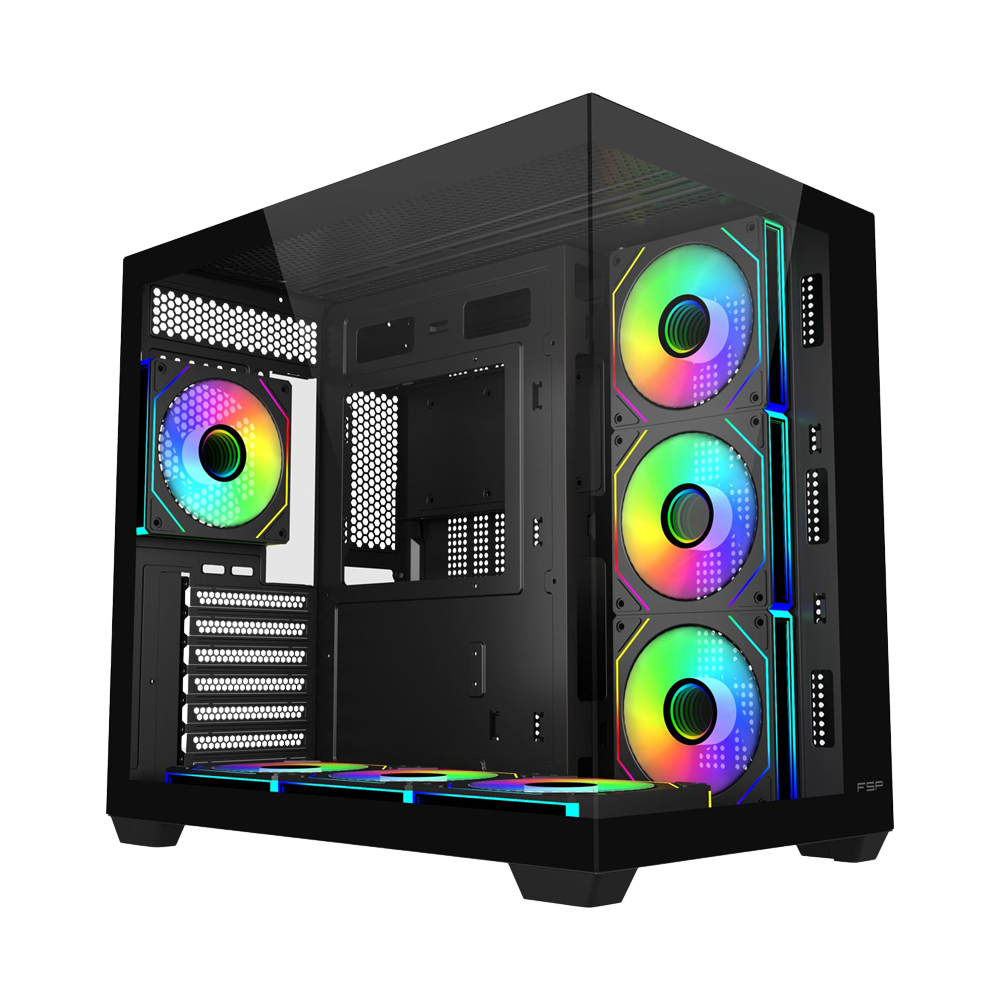 FSP M341 With 7 ARGB Fans Mid Tower Case - Black