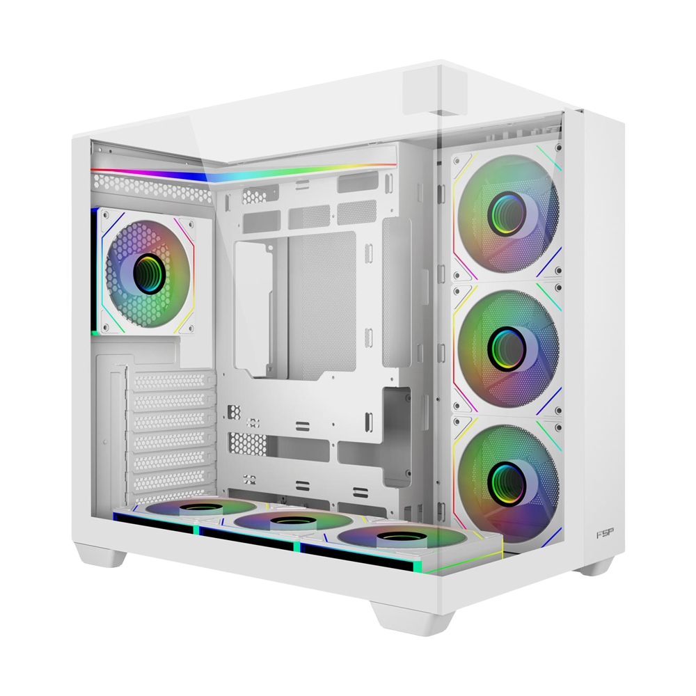 FSP M541 With 7 ARGB Fans Mid Tower Case - White