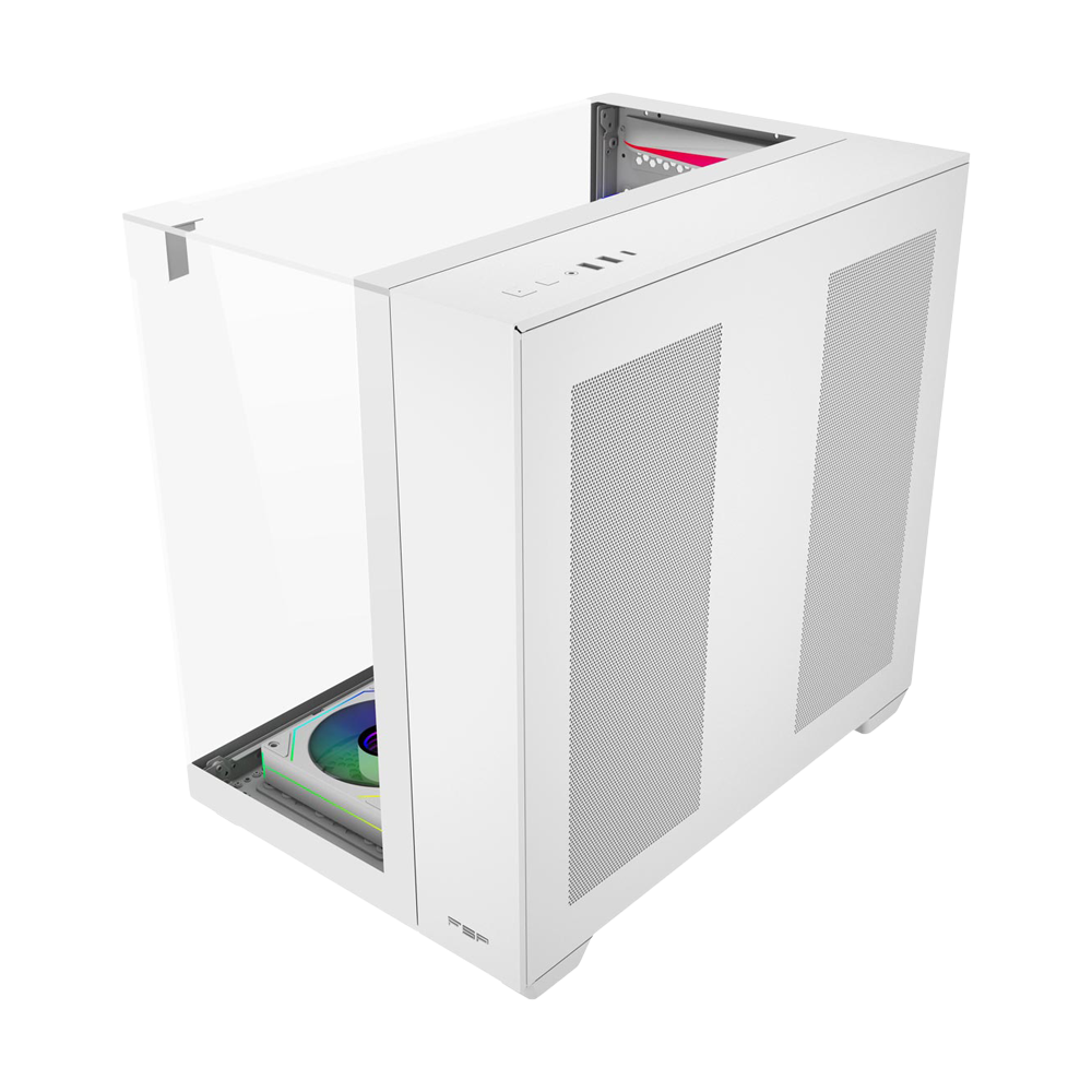 FSP M541 With 7 ARGB Fans Mid Tower Case - White