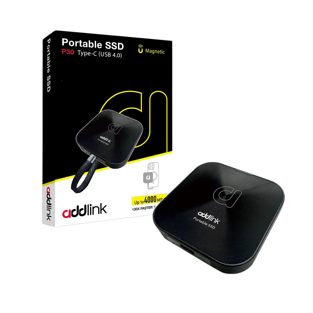 ADDLINK P30 PORTABLE 1TB SSD WITH MAGSAFE AND USB-C TO USB-C CABLE BLACK AD1TBP30B4K