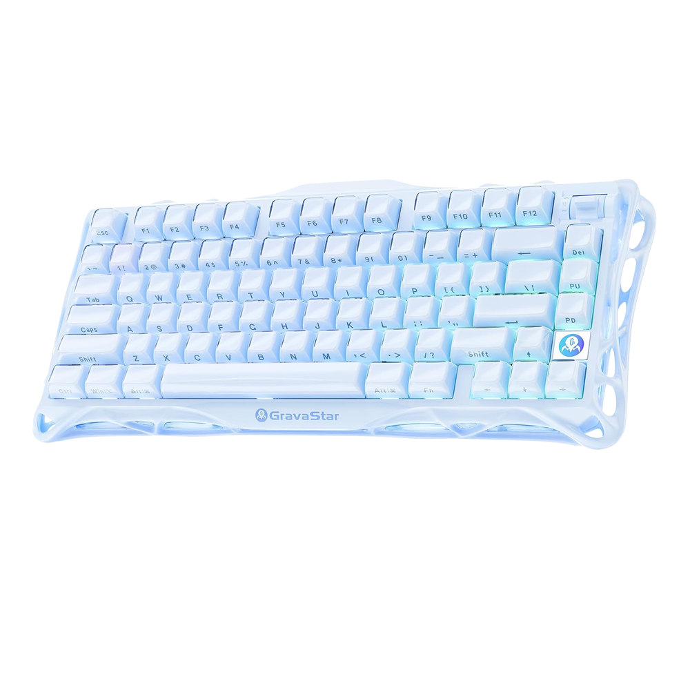 GravaStar Mercury K1 75% Mechanical Wireless Gaming Keyboard - Ice Blue