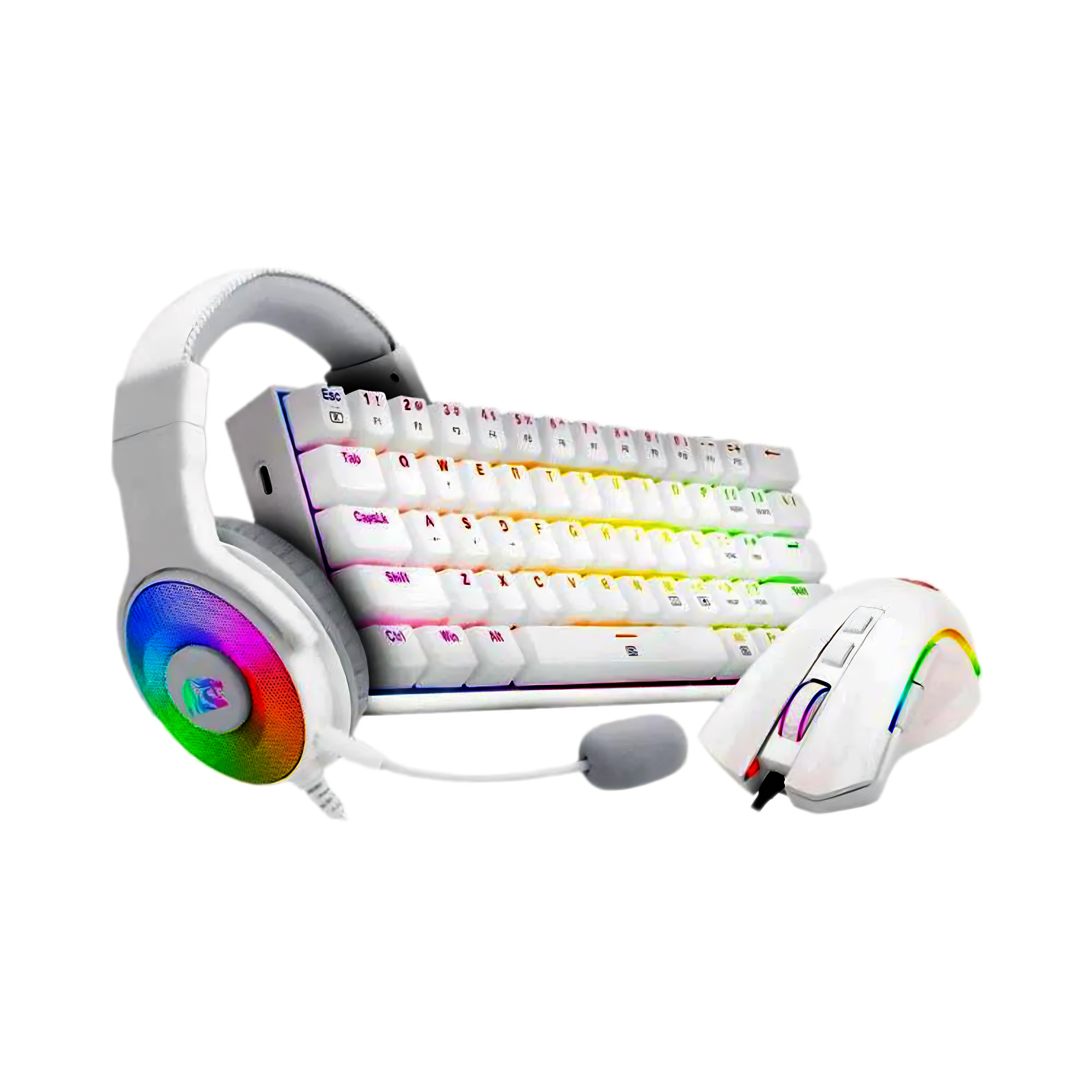 REDRAGON S129W 3in1 Gaming Mouse, Headset and Keyboard Combo - White