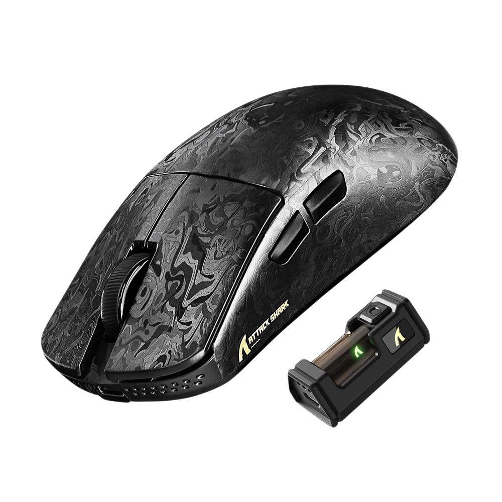 ATTACK SHARK R11 ULTRA PAW3950MAX Carbon Fiber Phantom Shark 8K Wireless Gaming Mouse - Black