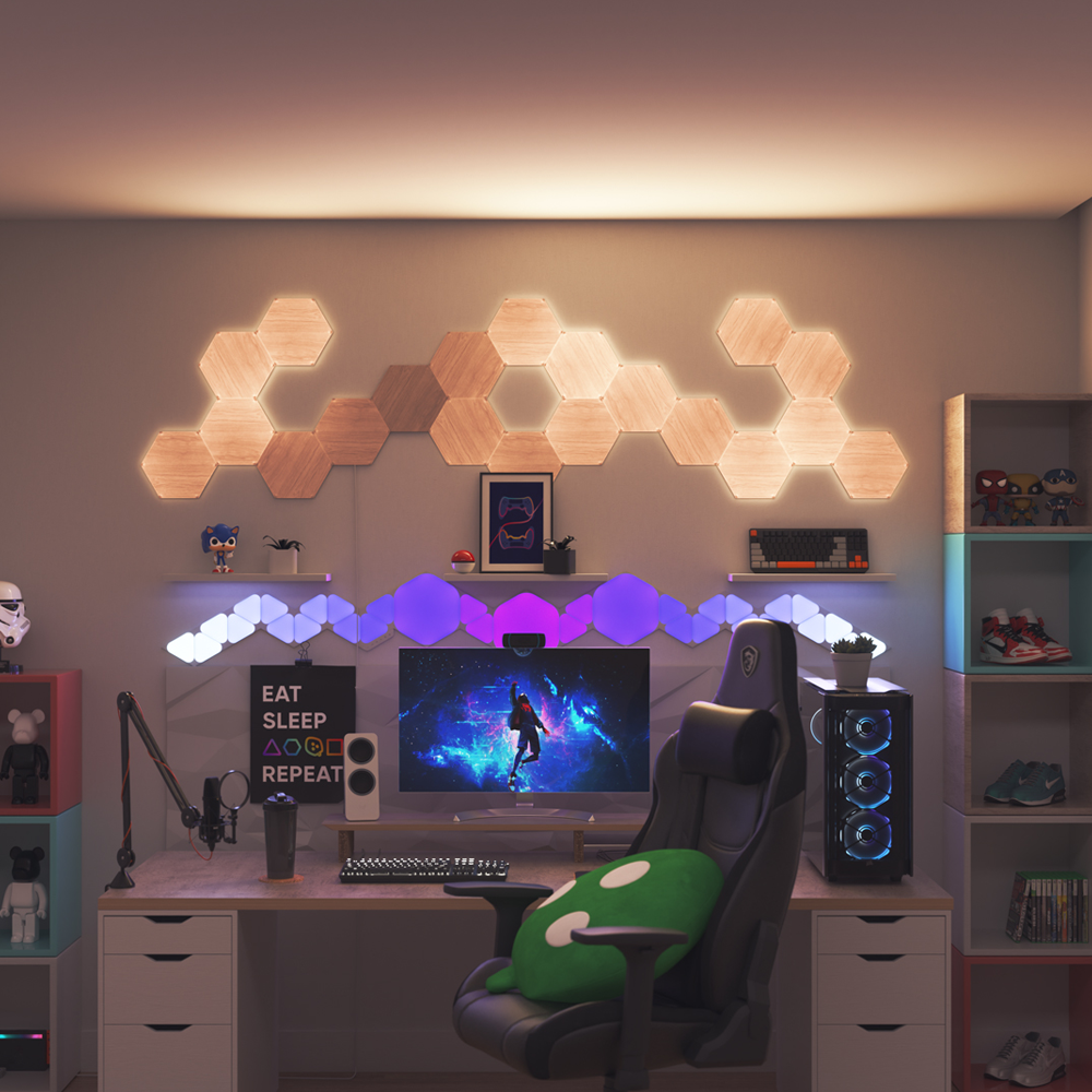 Nanoleaf Hexagons Elements Birchwood Starter Kit 7 Pack EU/UK