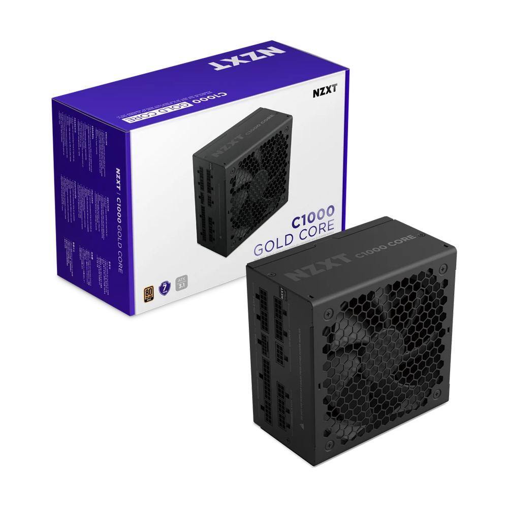 NZXT C1000 1000W Fully Modular Gold Core 80 PLUS ATX 3.1 Power Supply - Black
