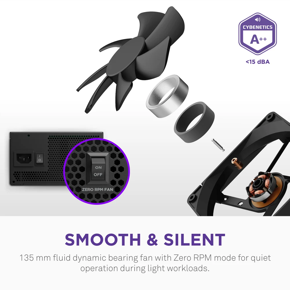 NZXT C850 850W Fully Modular Gold Core 80 PLUS ATX 3.1 Power Supply - Black