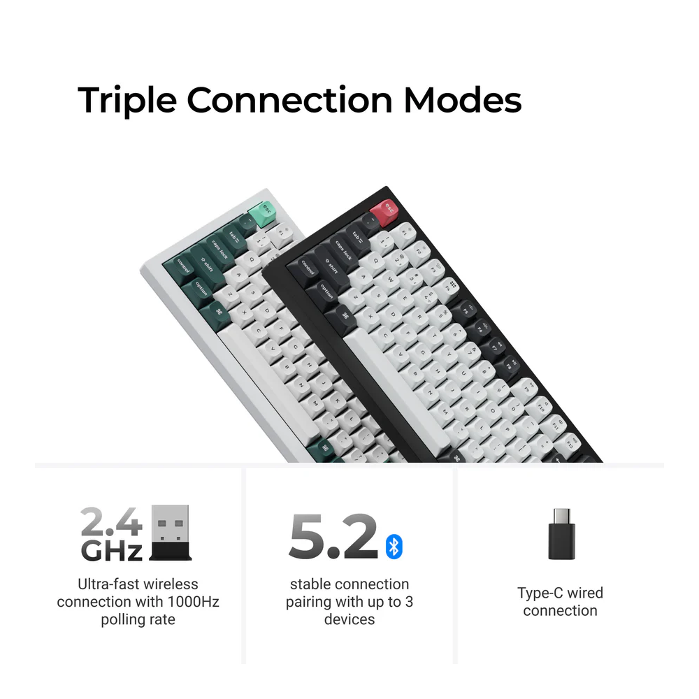 KEYCHRON Q1 HE 75% RGB Wireless Mechanical Gaming Keyboard ENG/AR - Shell White