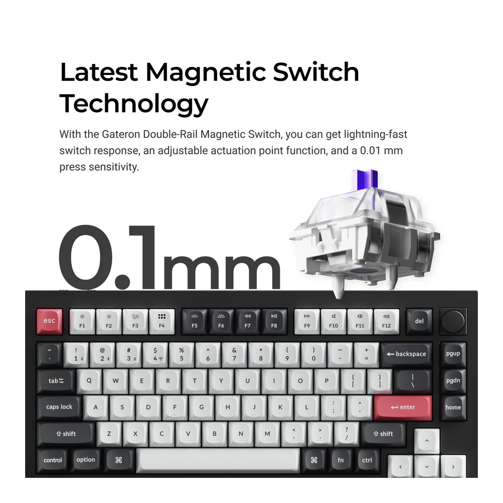 KEYCHRON Q1 HE 75% RGB Wireless Mechanical Gaming Keyboard ENG/AR - Shell White