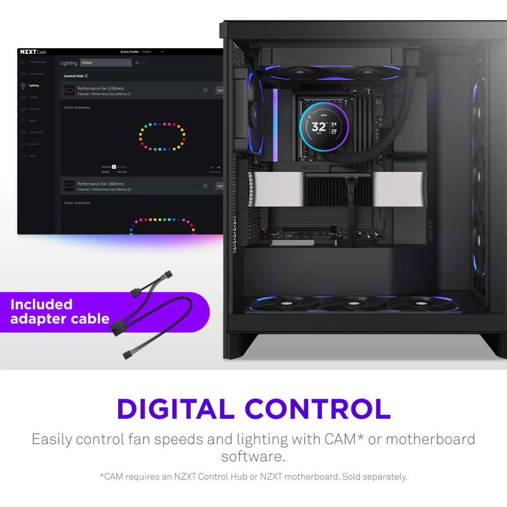 NZXT F120X 120mm Performance RGB Single Case Fan - Black