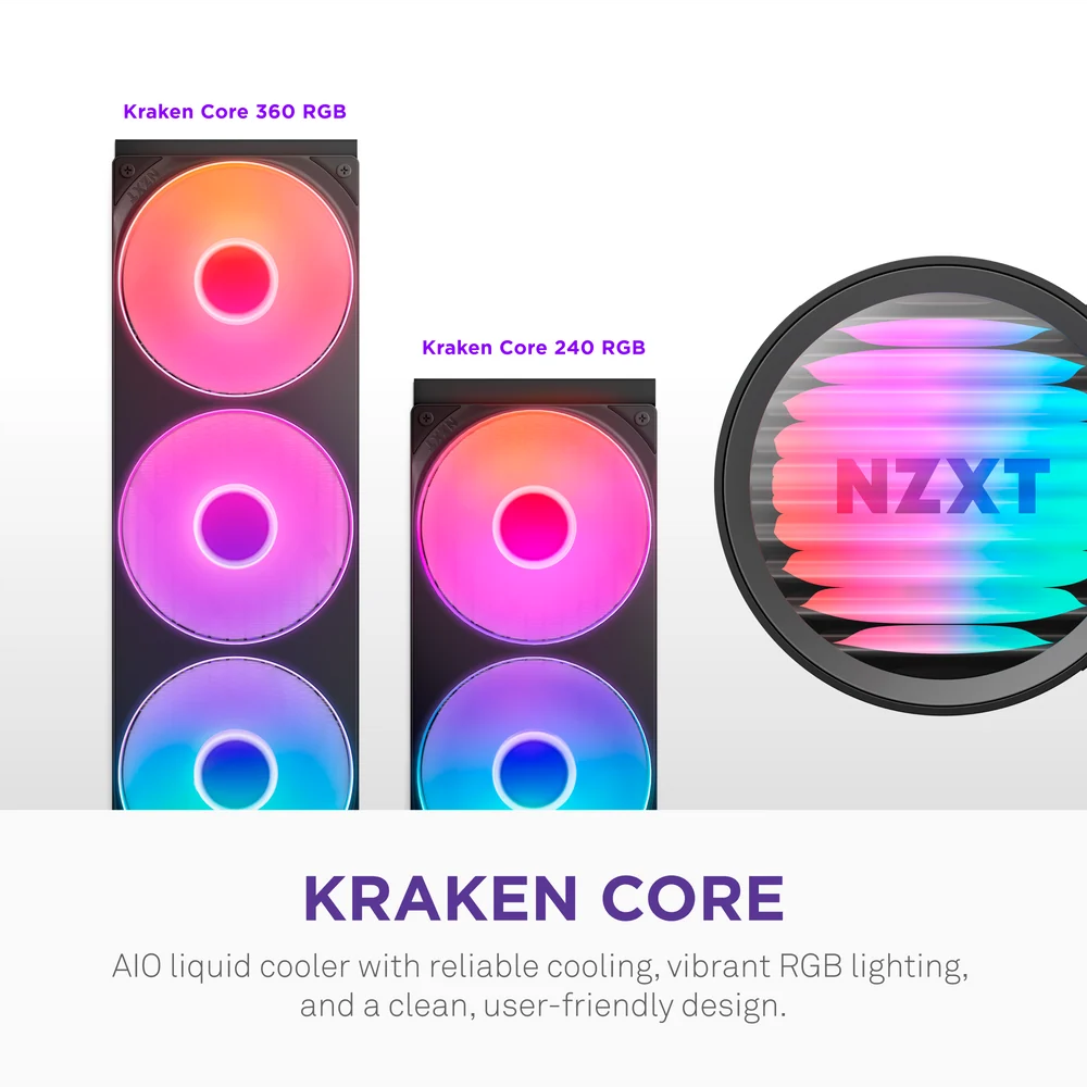 NZXT Kraken Core 360 RGB 360mm AIO Liquid Cooler - Black