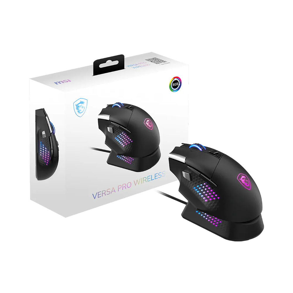 MSI VERSA PRO Wireless Plus Mouse Dock Pro Mouse - Black