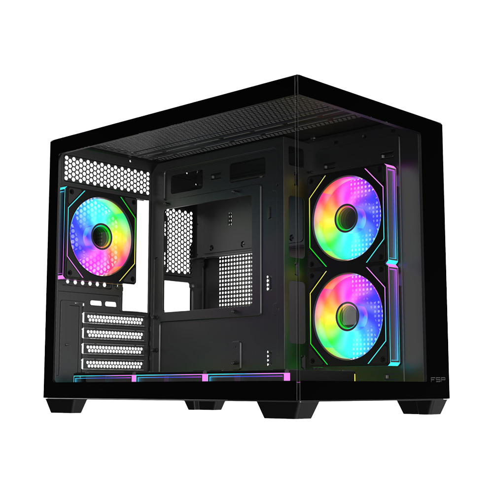 FSP S342 With 6 ARGB Fans Mid Tower Case - Black