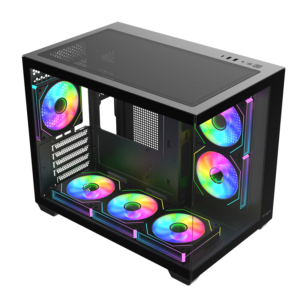 FSP S342 With 6 ARGB Fans Mid Tower Case - Black