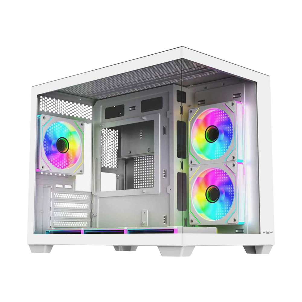 FSP S342 With 6 ARGB Fans Mid Tower Case - White