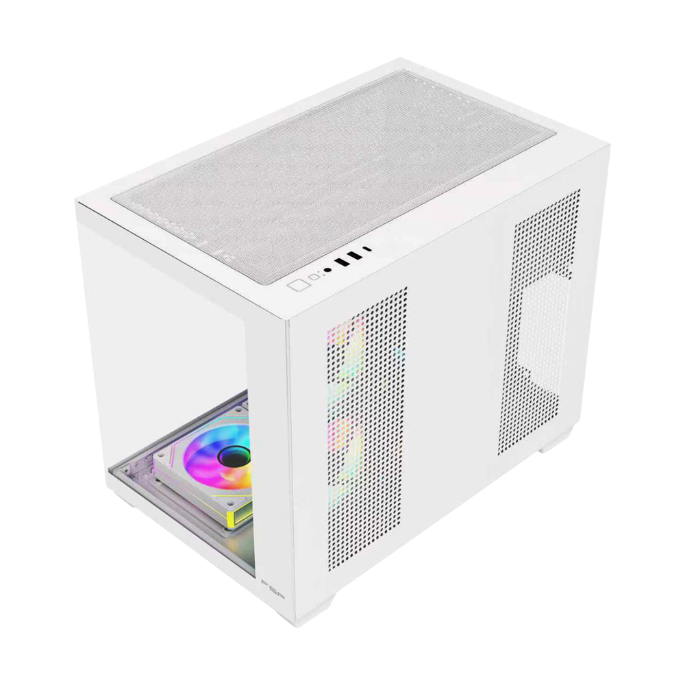 FSP S342 With 6 ARGB Fans Mid Tower Case - White