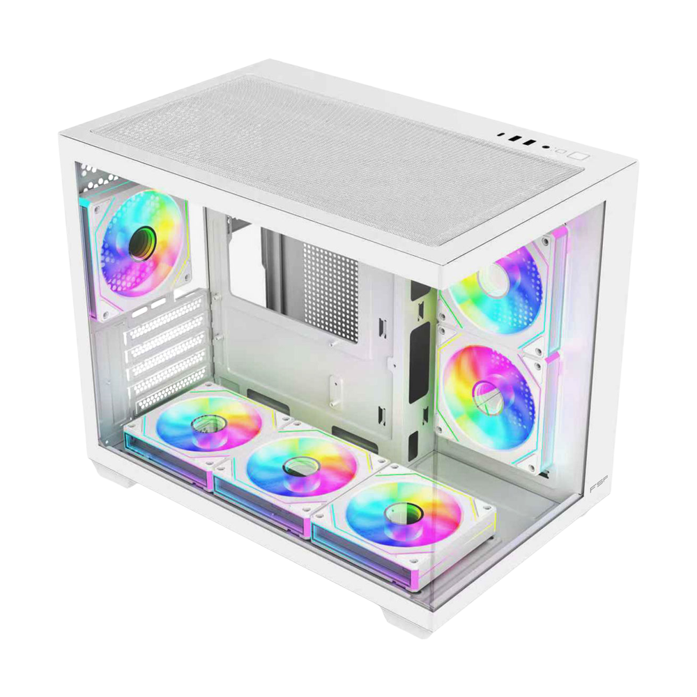 FSP S342 With 6 ARGB Fans Mid Tower Case - White