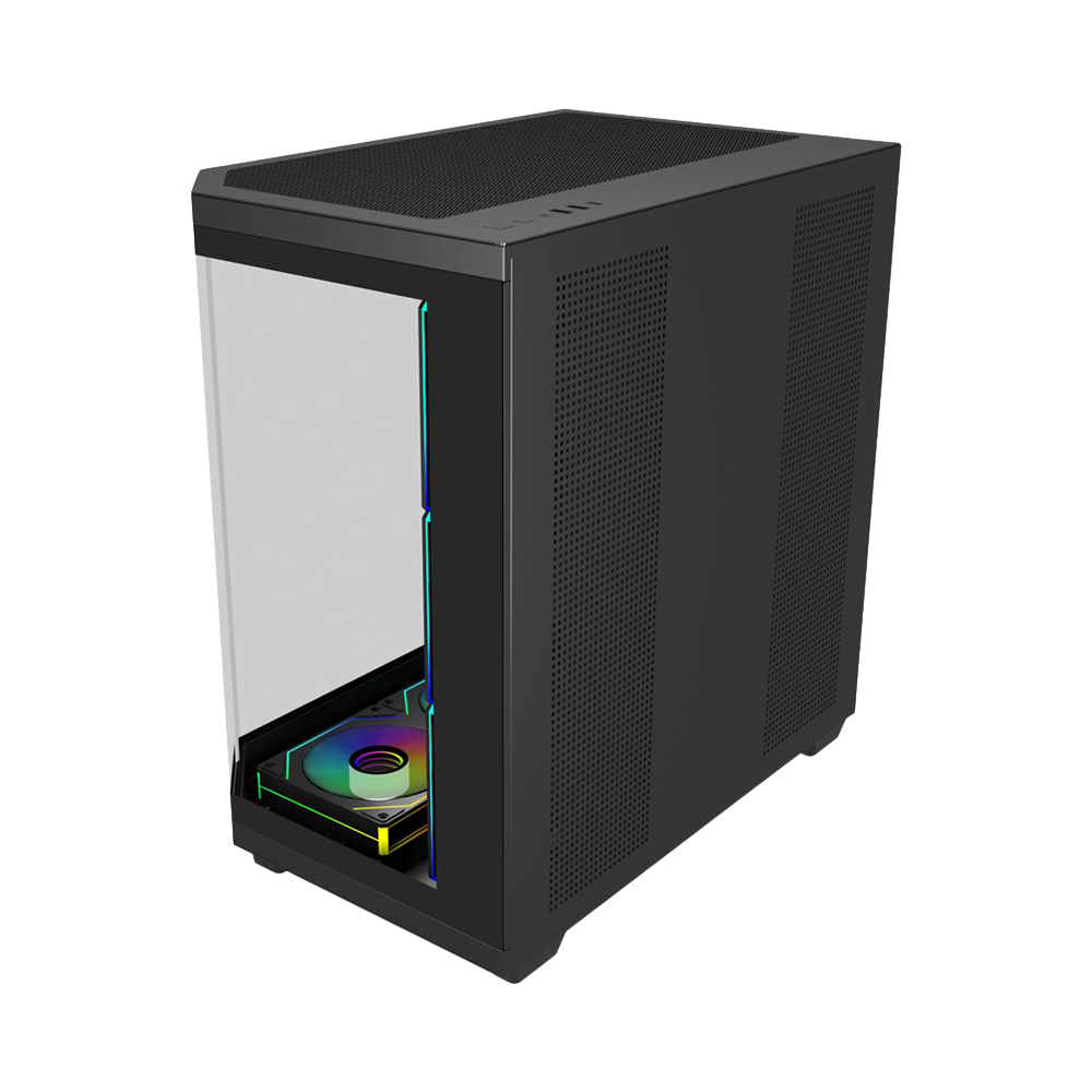 FSP U580 With 7 ARGB Fans Mid Tower Case - Black