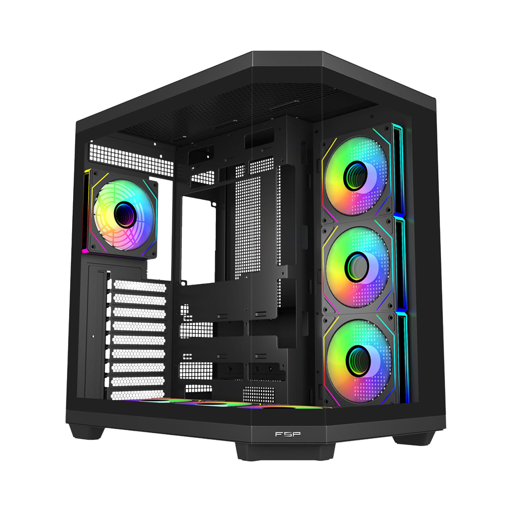 FSP U580 With 7 ARGB Fans Mid Tower Case - Black
