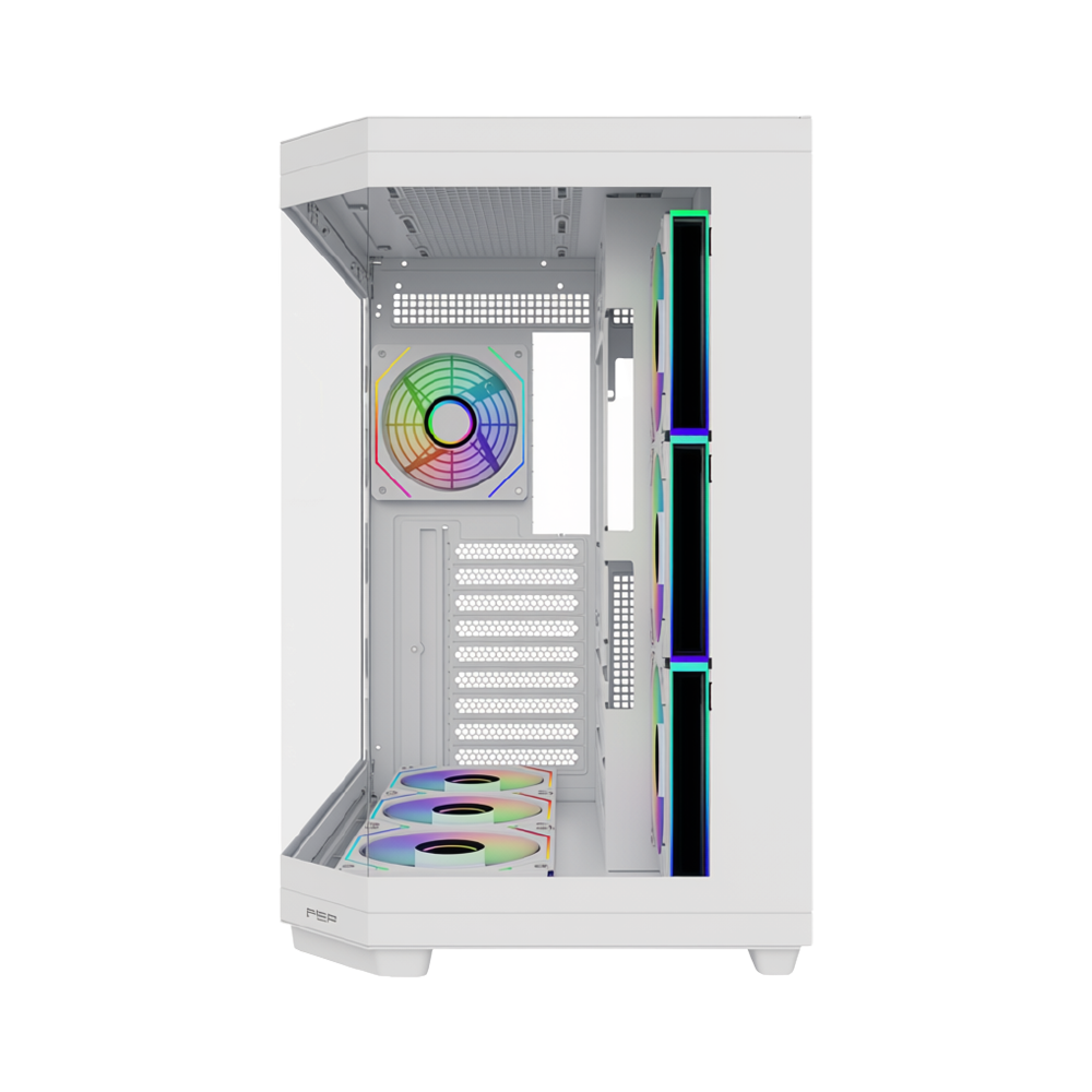 FSP U580 With 7 ARGB Fans Mid Tower Case - White