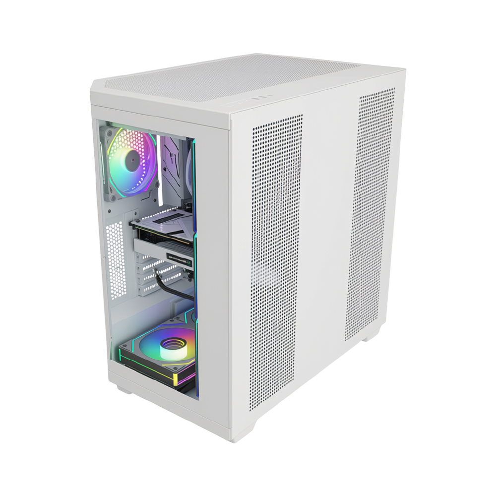 FSP U580 With 7 ARGB Fans Mid Tower Case - White
