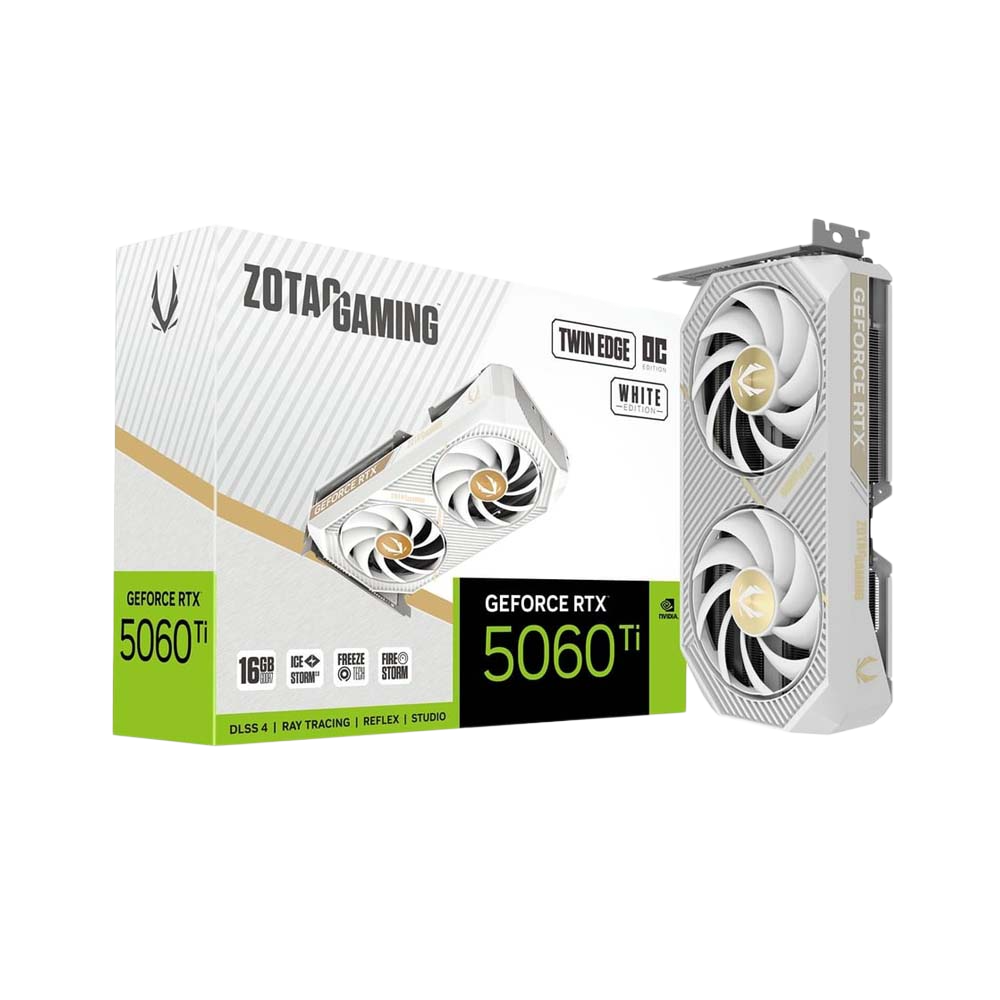 ZOTAC GAMING GeForce RTX 5060 Ti 16GB Twin Edge OC Graphics Card - White