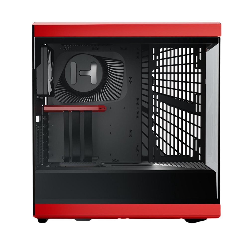HYTE Y40 Panoramic Tempered Glass With Two 120mm fans, PCI-E 4.0 Vertical Mount included ATX Mid Tower Case - Black/Red