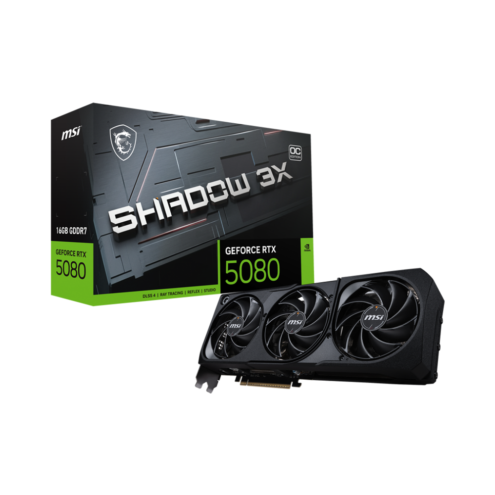MSI GeForce RTX 5080 16GB SHADOW 3X OC Graphic Card - Black
