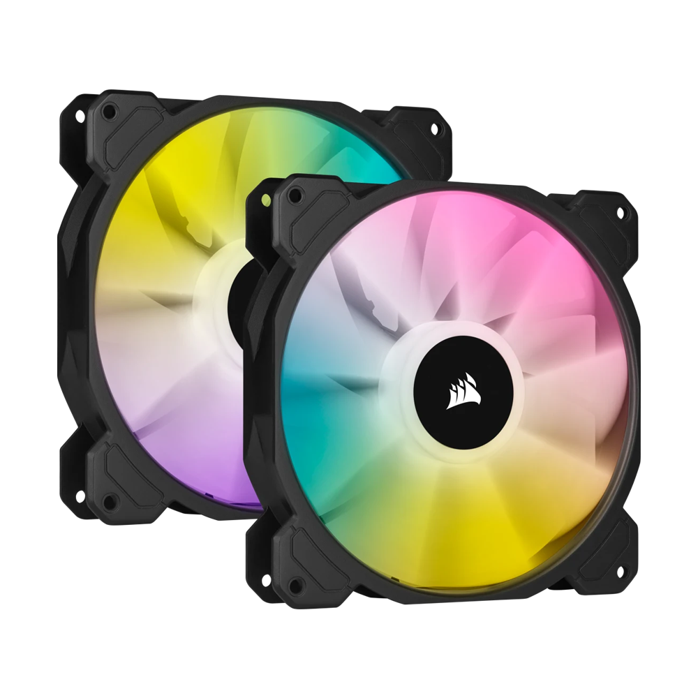 CORSAIR iCUE SP140 RGB ELITE Performance 140mm PWM Dual Fan Kit With Lighting Node Core - Black