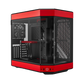 HYTE Dual Chamber Panoramic Tempered Glass ATX Case With 3 Fans - Black/Red