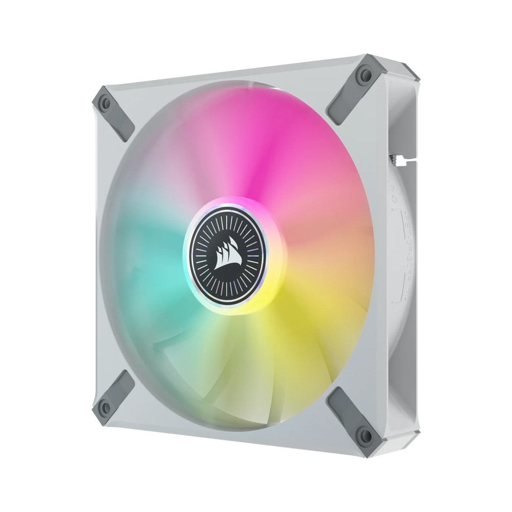 CORSAIR iCUE ML140 RGB ELITE Premium 140mm PWM Magnetic Levitation Fan Dual Fan Kit with iCUE Lighting Node Core - White