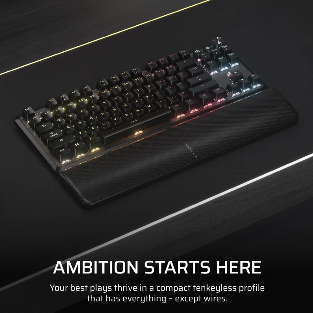 CORSAIR K70 CORE TKL RED RGB Wireless Mechanical Gaming Keyboard - Black