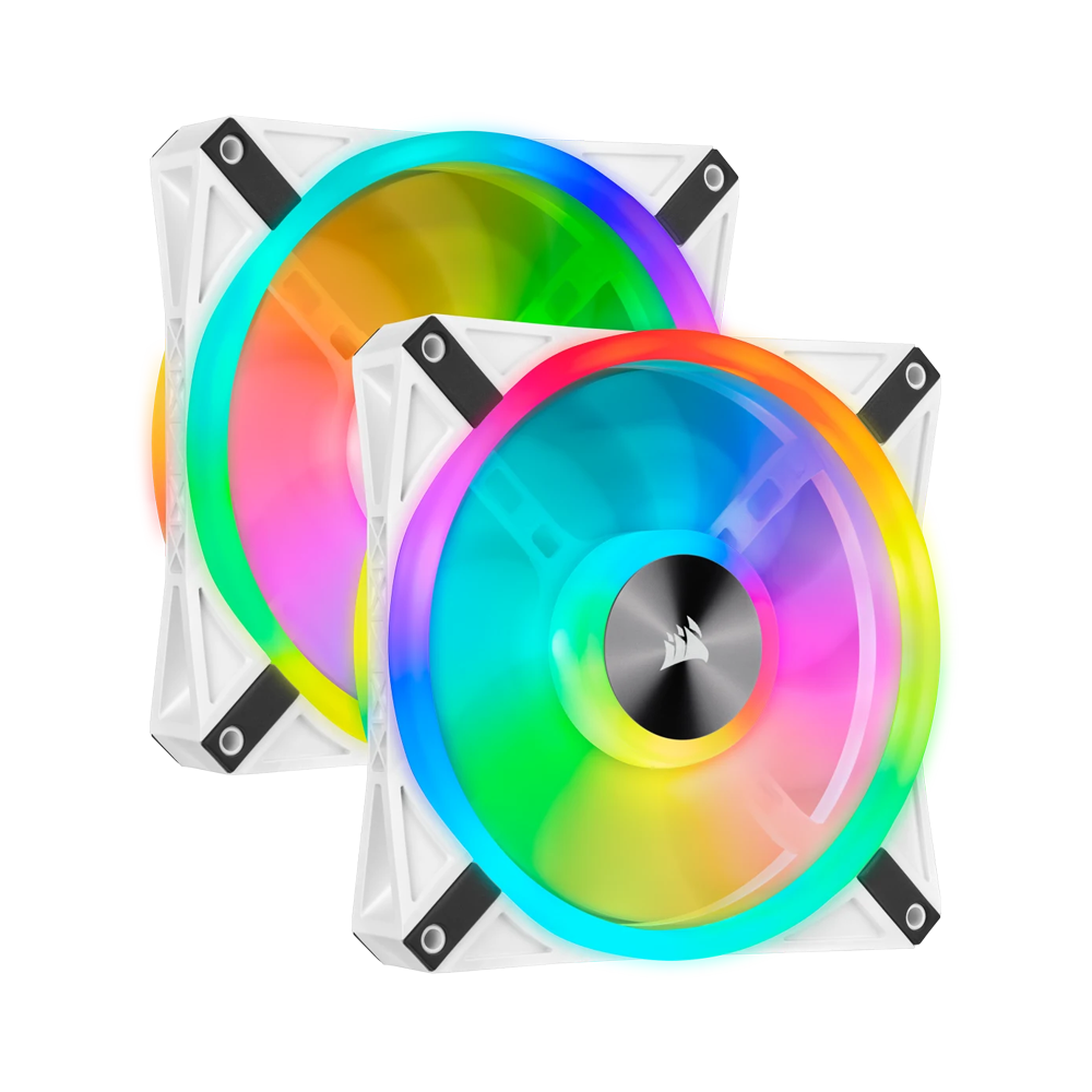 CORSAIR iCUE QL140 ARGB PWM Dual Fan Kit With Lighting Node Core - White