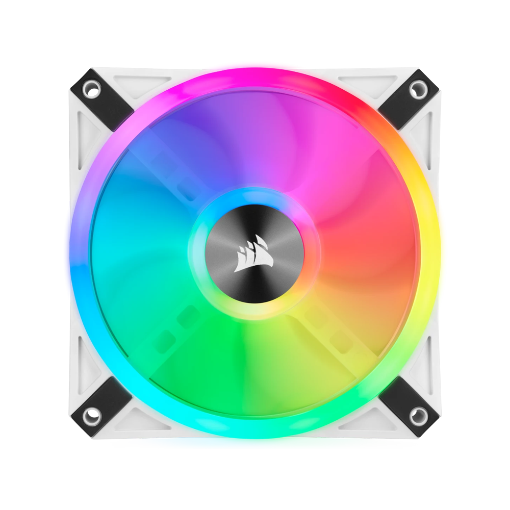 CORSAIR iCUE QL120 ARGB PWM Triple Fan Kit With Lighting Node Core - White