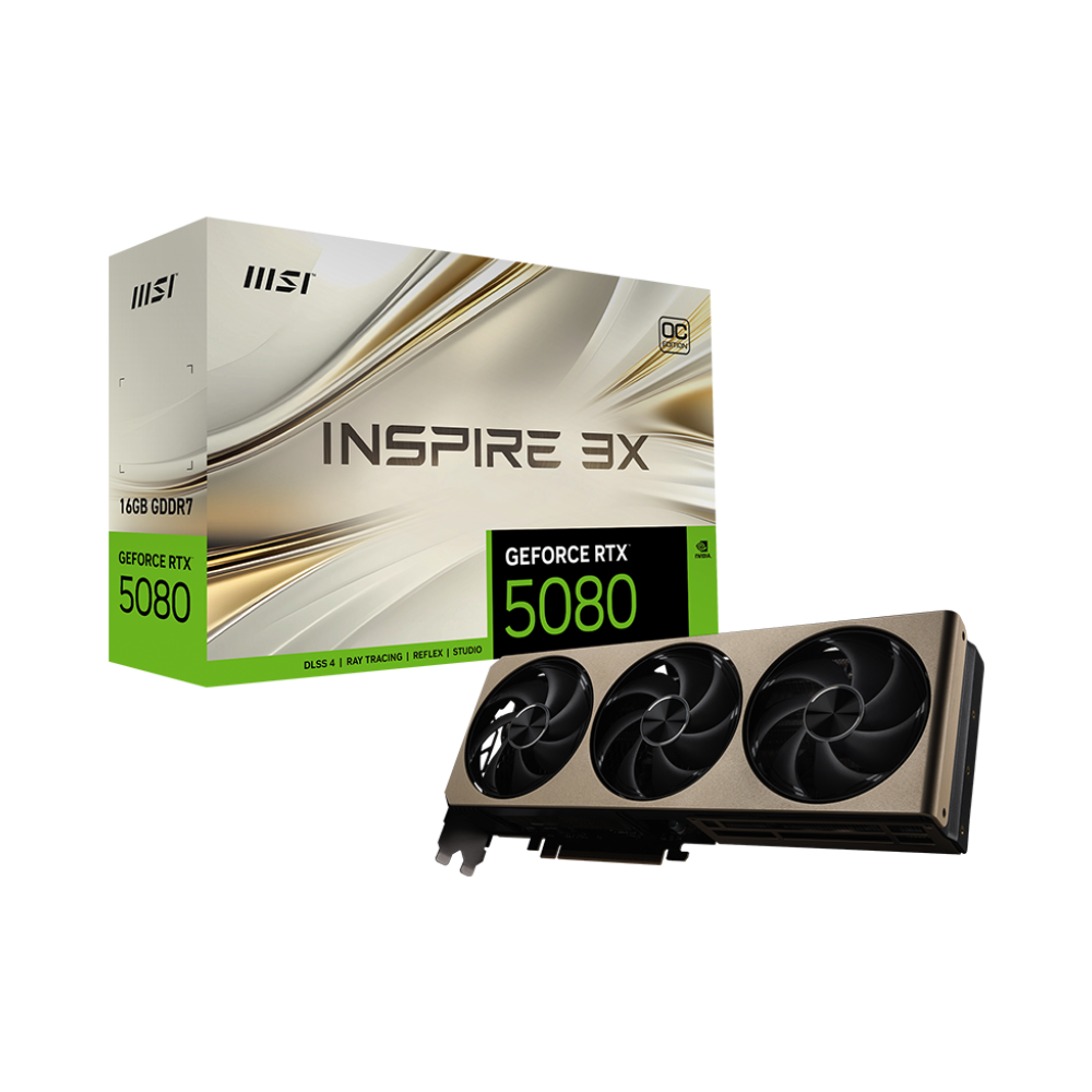 MSI GeForce RTX 5080 16GB INSPIRE 3X OC Graphic Card - Silver