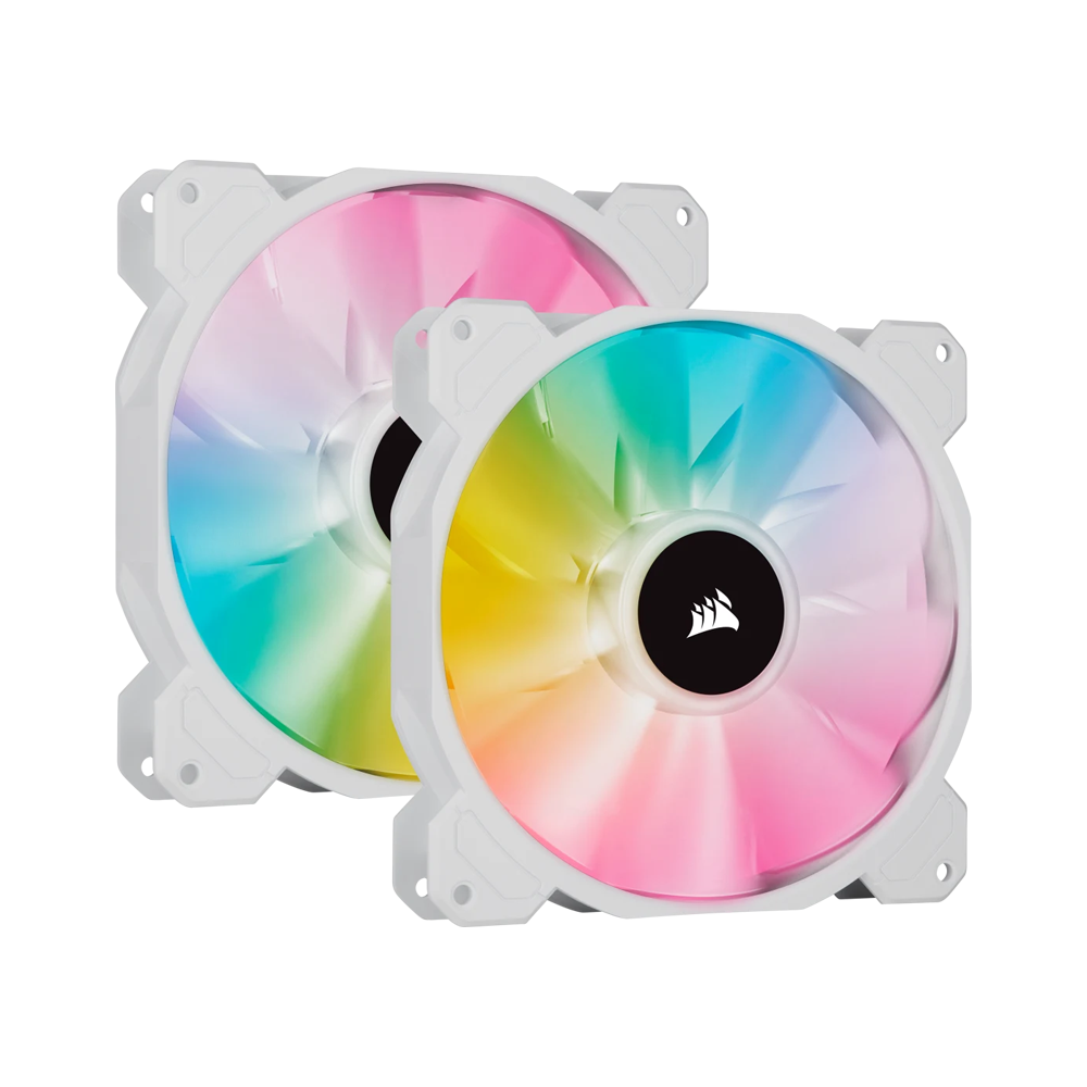 CORSAIR iCUE SP140 RGB ELITE Performance 140mm PWM Fan Dual Fan Kit With Lighting Node Core - White