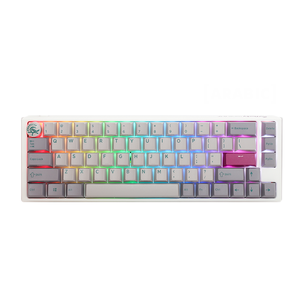 DUCKY ONE 3 TKL PBT HOT SWAP Blue Switch Cherry RGB Wired Mechanical Gaming Keyboard Arabic - Mist Grey