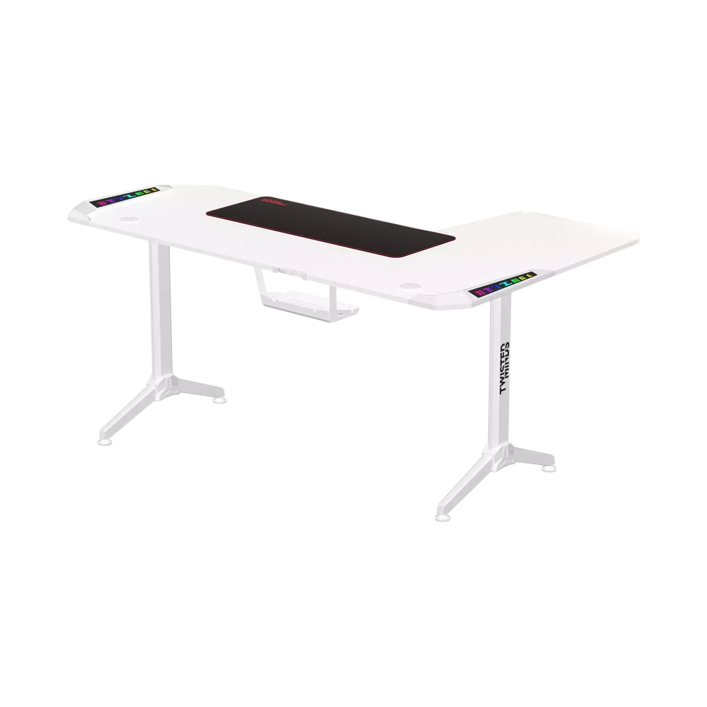 Twisted Minds Corner L-Shaped Gaming Desk RGB Left - White