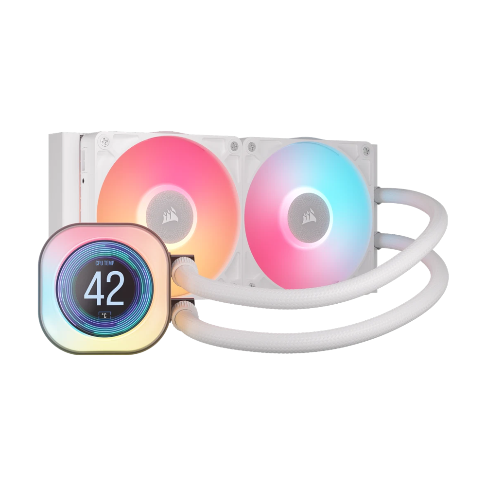 CORSAIR iCUE LINK TITAN 240 RX LCD Liquid CPU Cooler - White