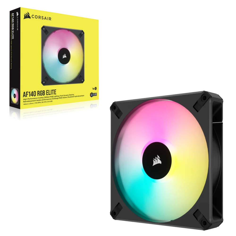 CORSAIR iCUE AF140 RGB ELITE 140mm PWM Single Fan - Black