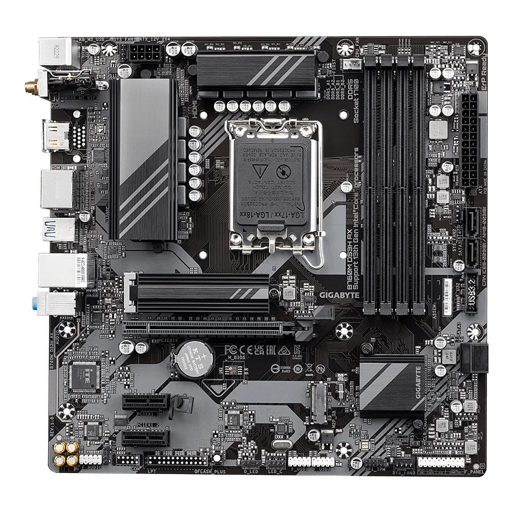 GIGABYTE B760M DS3H AX 1.3 DDR5 Motherboard - Black