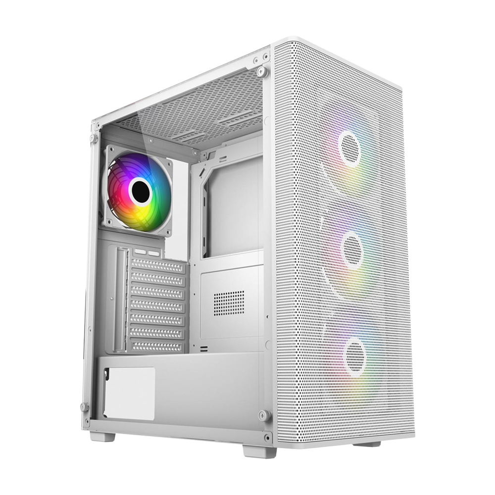 FSP M220 With 4 ARGB Fans Mid Tower Case - White