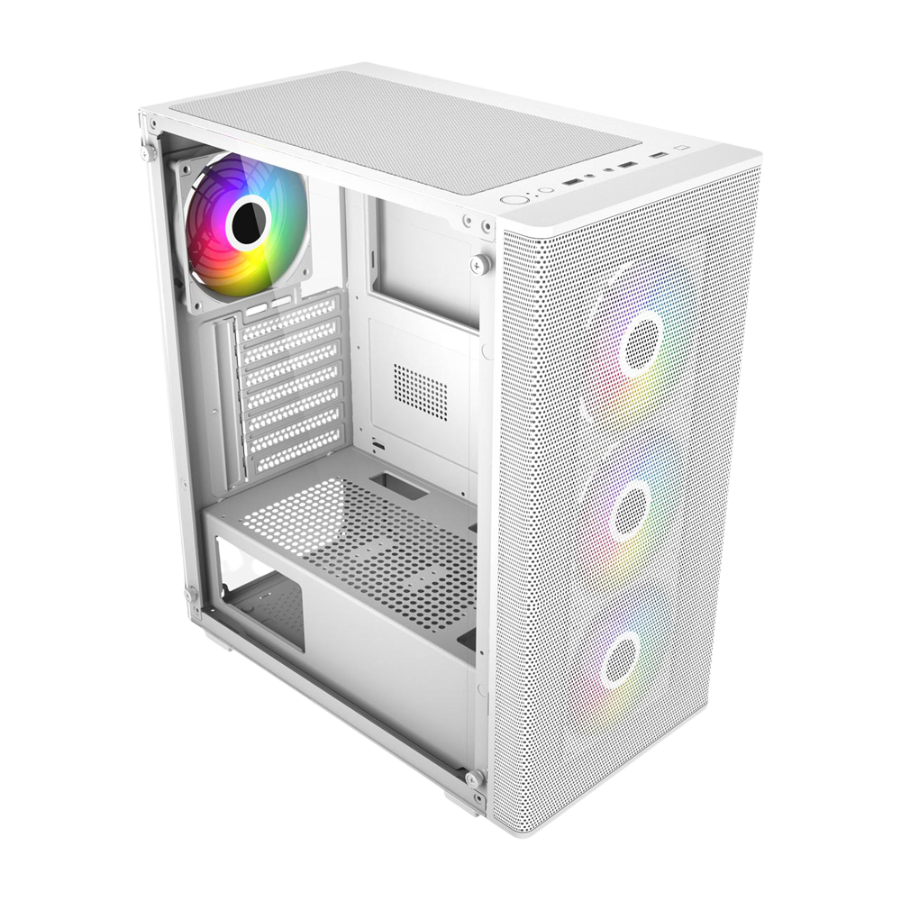 FSP M220 With 4 ARGB Fans Mid Tower Case - White