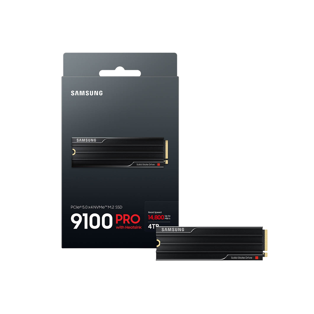 SAMSUNG 9100 PRO 2280 PCIe GEN5X4 NVMe SSD With Heatsink (R:14,800 MB/s W:13,400 MB/s) - 4TB