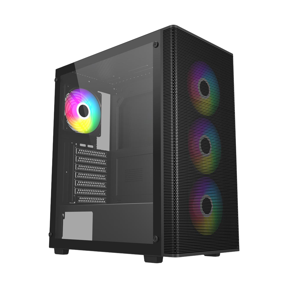 FSP M220 With 4 ARGB Fans Mid Tower Case - Black